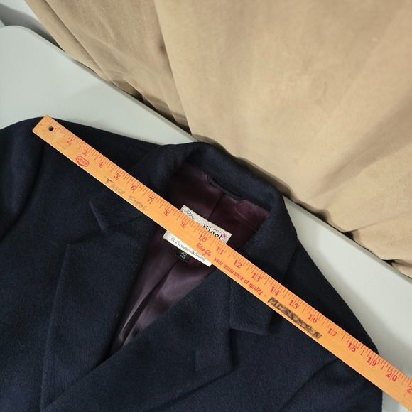 Lanificio Vallombrosa Coat Mens 42R Navy Blue Wool Cashmere Long Preppy - Picture 12 of 15